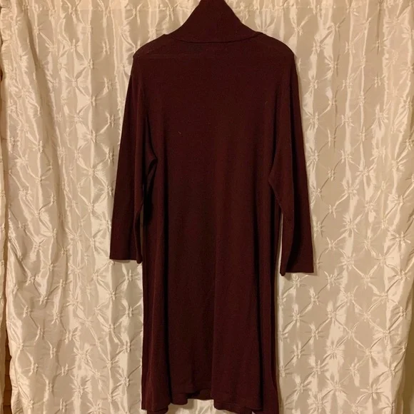 American Eagle Dress Burgundy Soft Swing Knit Mock Neck - Picture 4 of 10
